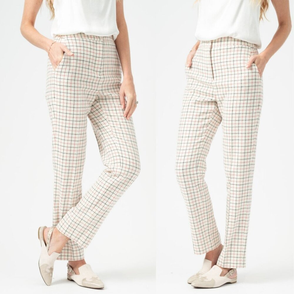Rag & Bone Wool Poppy High Waisted Pant in Ivory Check Size 0